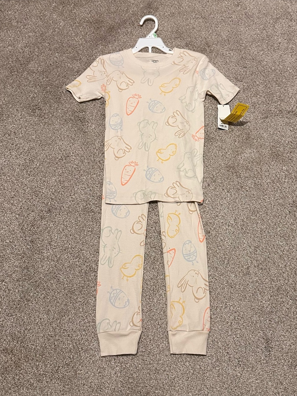 Carter's Cream Bunny & Carrot Pajama Set